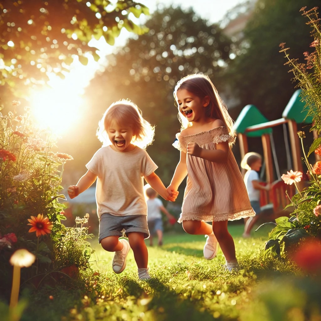 Children playing gleefully. Children are great socially.