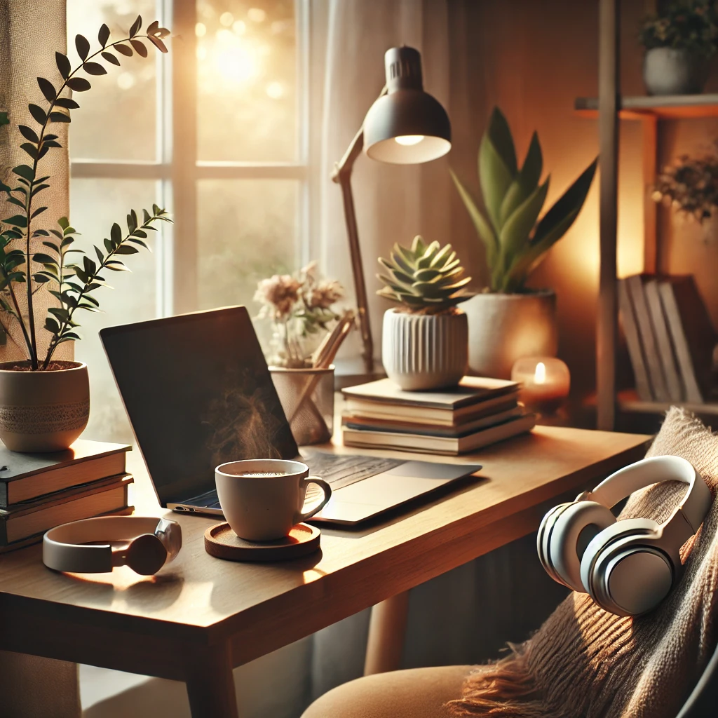 a cozy workspace that aligns with the idea of creating a personalized and peaceful environment for introverts